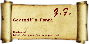 Gorzsás Fanni névjegykártya